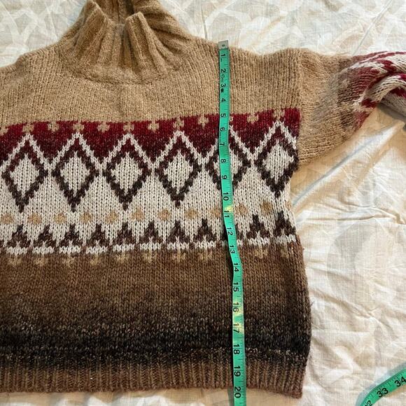 Elsamanda aztec wool alpaca blend chunky mockneck sweater size small - Picture 8 of 8